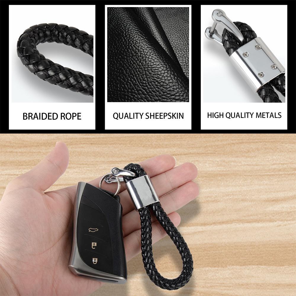 EBSX3 Car logo keychain with car logo metal keychain nylon braided rope key ring car key ring For Skoda S Octavia Rapid Fabia Superb