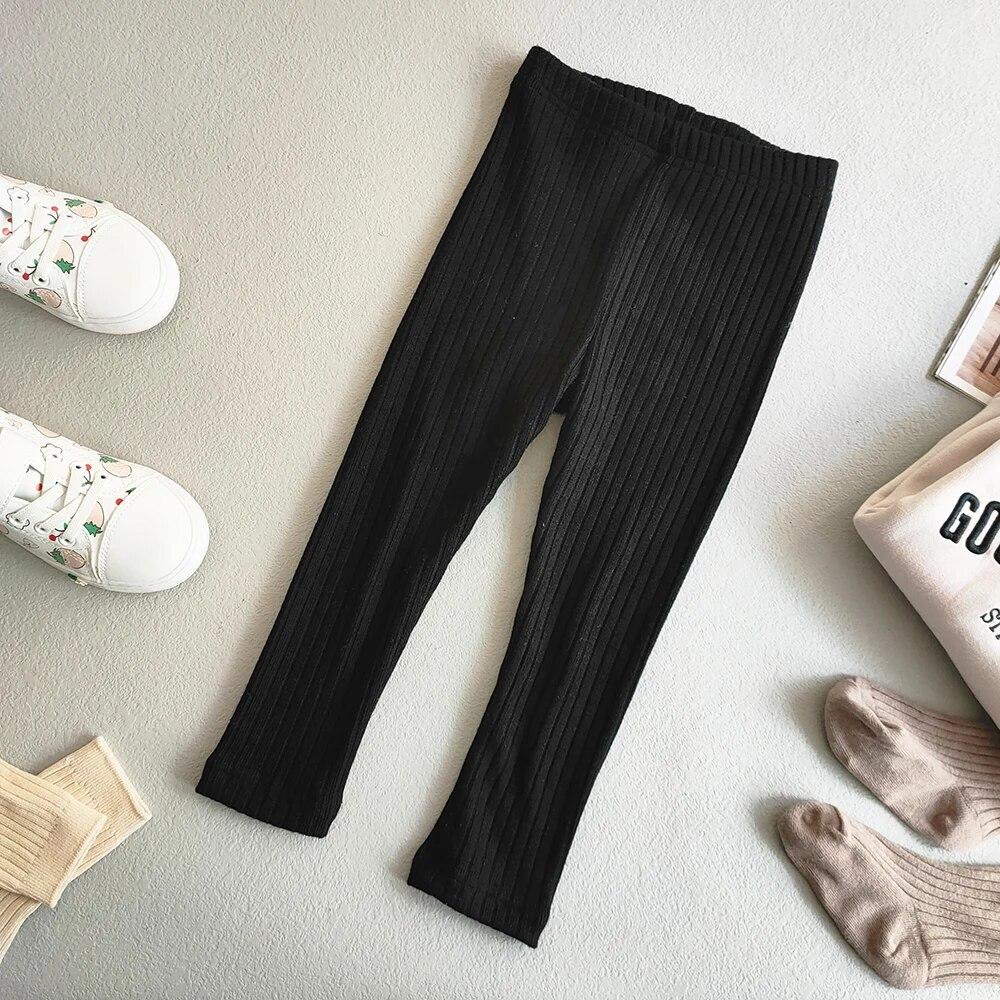 Детские брюки для девочек, хлопковые эластичные узкие леггинсы из кашемира на весну и осень
