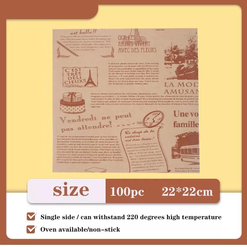 100 шт., упаковочная бумага для пищевых продуктов, английский узор, сэндвич, бургер, картофель фри, жареный олатовый коврик, вощеная бумага, промасленная бумага