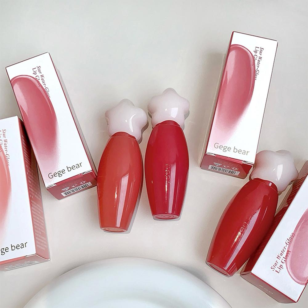 Gege bear Water Gloss Lip Gloss Moisturizing Water Gloss Mirror Colored Long-lasting Lipstick