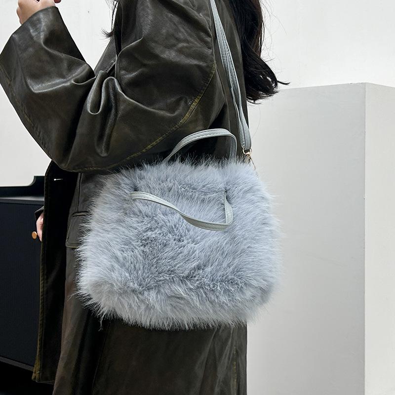 Роскошная сумка кроссбоди из лисьего меха в корейском стиле - Большая вместимость, модная и универсальная для осени/зимы