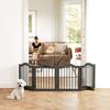 Folding Freestanding Dog Gate With Feet Protective Barrier 4 Panels 208 X 29.5 X 61 Cm Black