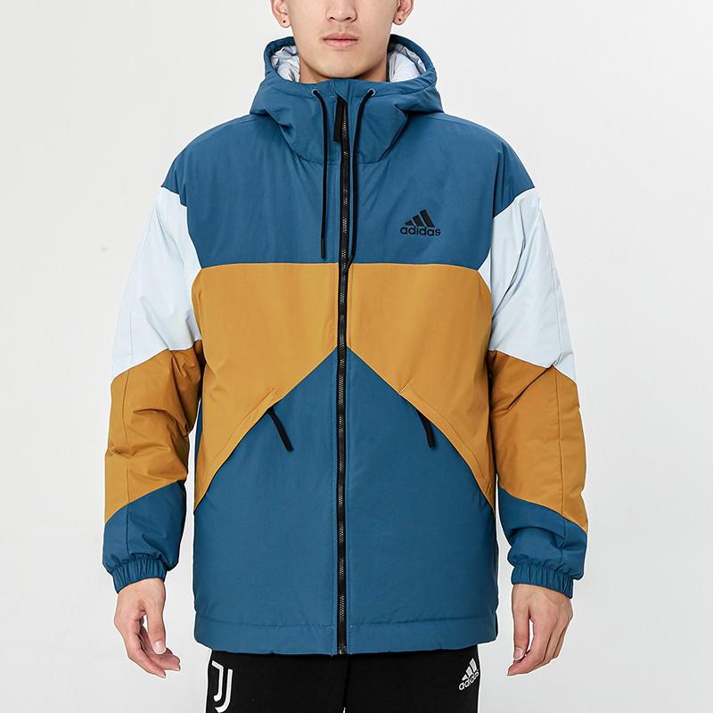 adidas Теплая хлопковая куртка с цветными блоками, мужская верхняя одежда, цвет милитари-синий GT7396