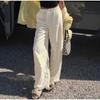 Casual Basic White Pants Women Baggy Low Waist Straight Trousers Solid Color Thin Linen Wide Leg Pantalones Ladies Spring Summer Trouser