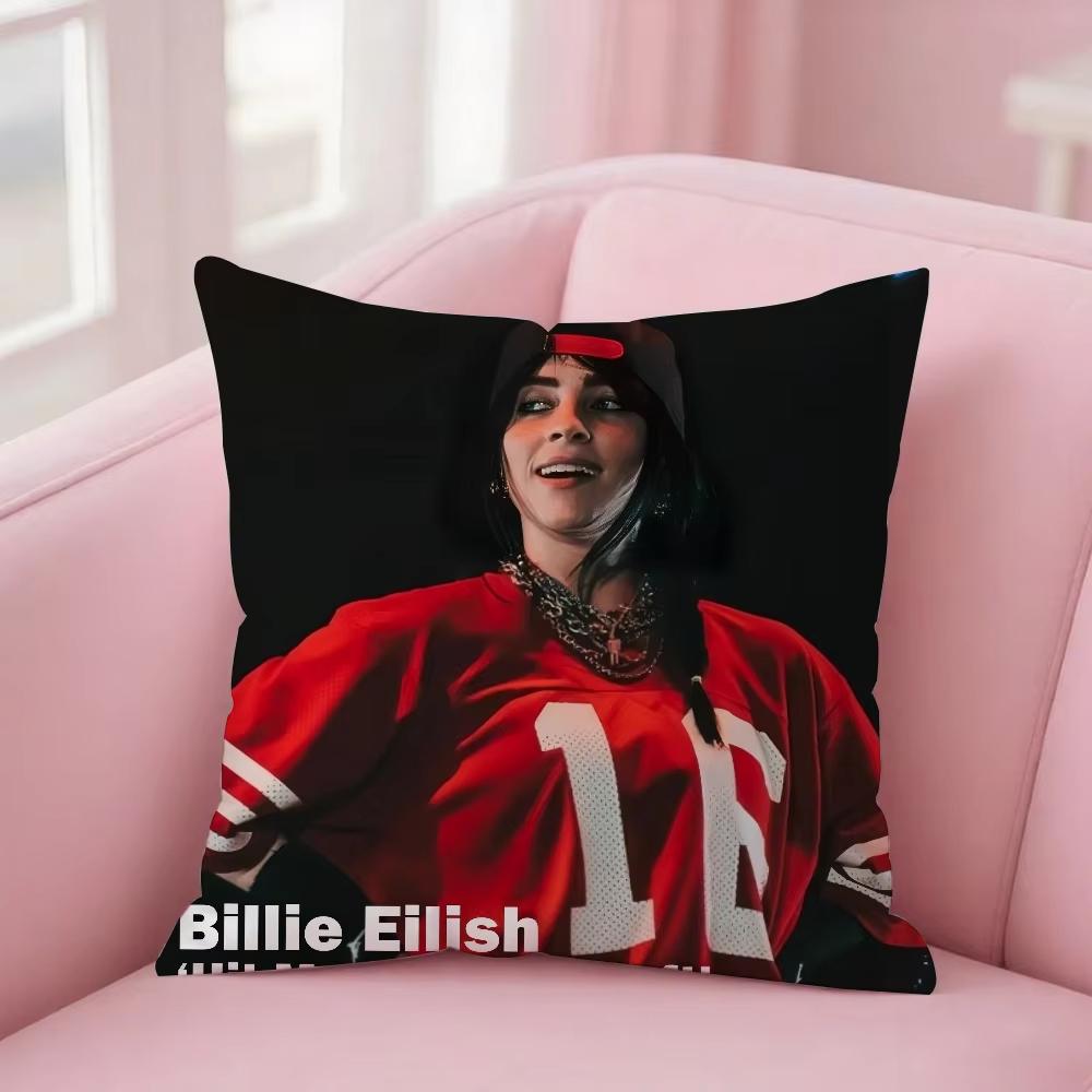 B-Billie E-Eilish Anime Style Pillowcase 45X45Cm Sofa Bed Cushion Cover For Bedroom Car Office Sofa Fashion Perfect Fan Gift