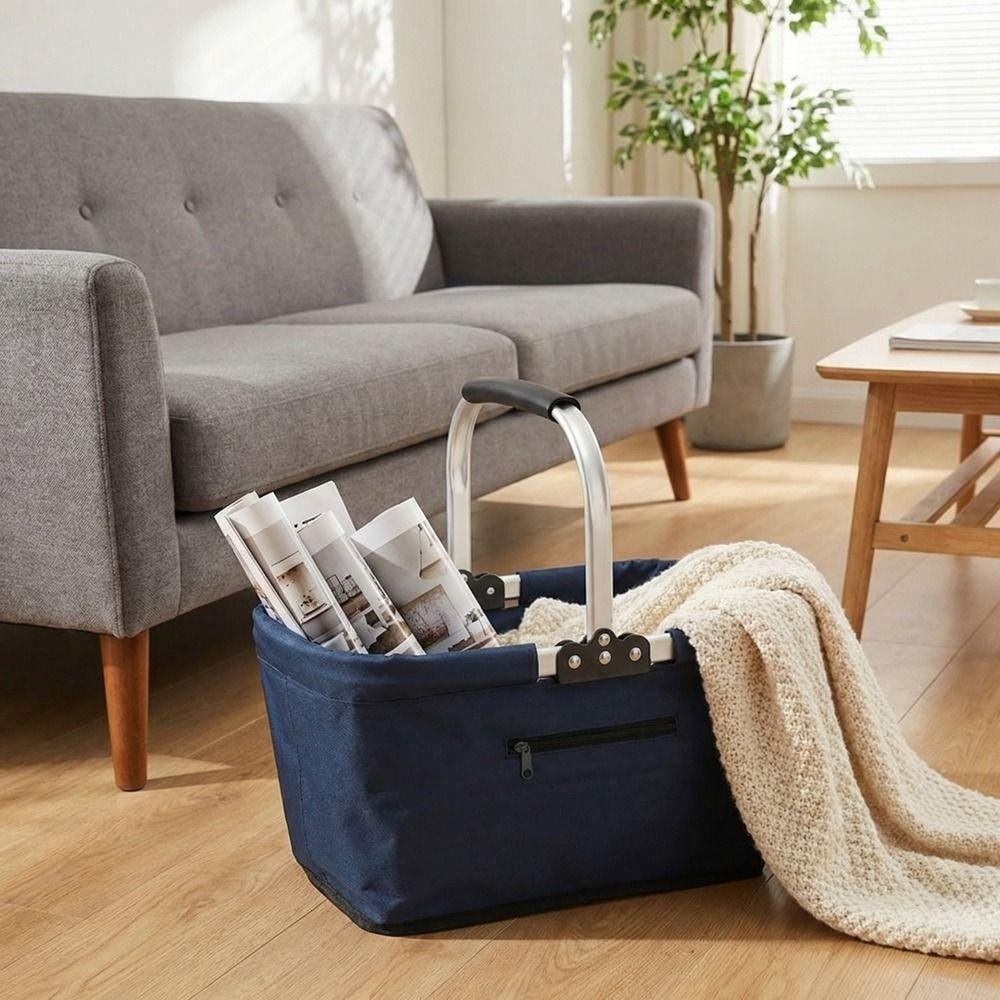 26 L Grocery Shopping Basket Oxford Cloth Shopping Bag Basket Grocery Storage Container Travel