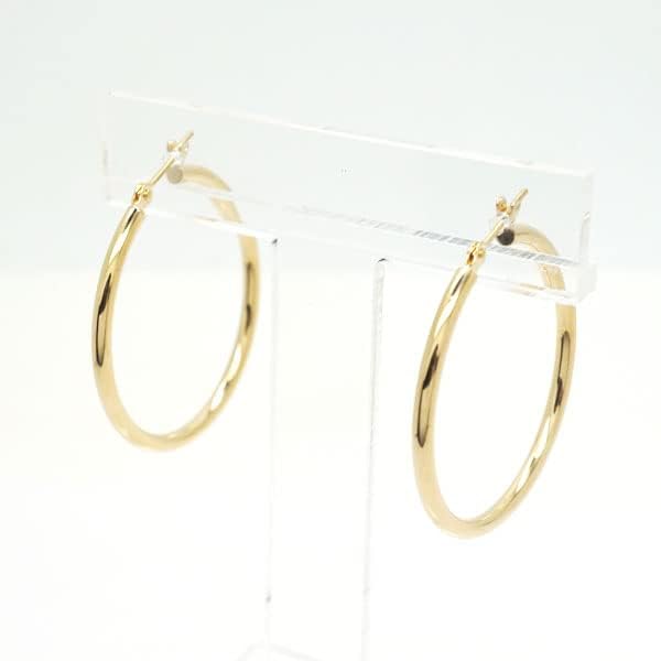 N Hoop Earrings 18K K18 Simple Diameter 3cm Width 2mm 18K K18YG 30mm Earrings Women's Uap-30