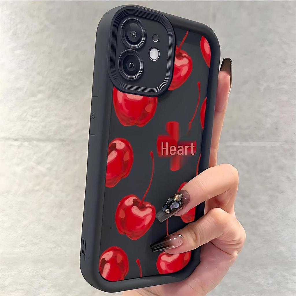 Чехол для iPhone 15/16/17 с глубоким рифлением под вишневую наждачную бумагу