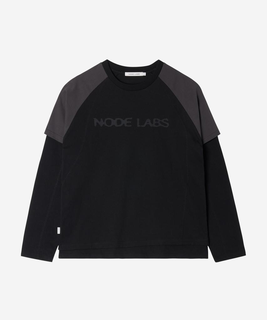 NODE LABS Разработка:12-слойная футболка с длинным рукавом Color Block_Черный