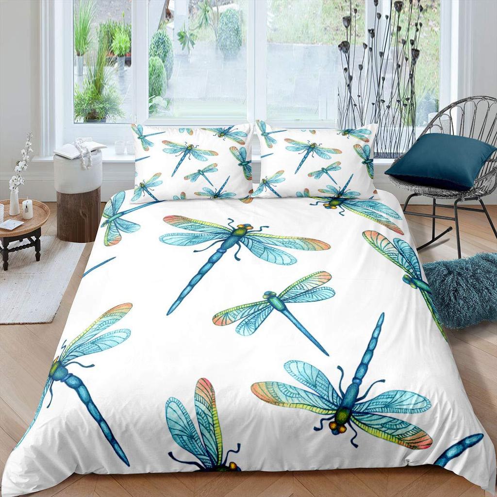 Dragonfly Printed Duvet Set Insect Animal Bedding Set For Bedroom Room Decoration Kit