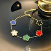 Color Zircon Clover Stainless Steel New Plant Five-leaf Flower Bracelet Hot Zircon Zircon Gifts for Women