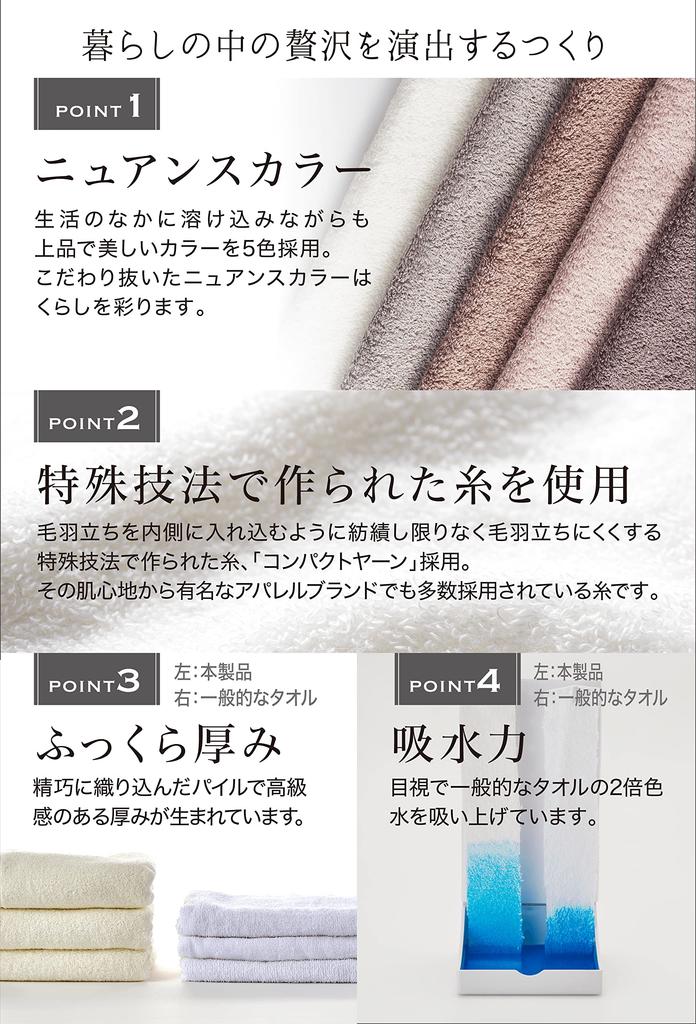 &COTTON Senshu Perfectly Sized Mini Bath Towel Set, 100% Cotton, 110*40cm (WG, 2)