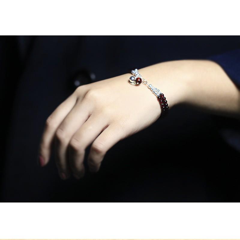 Handmade Garnet Beaded Bracelet Women Vintage Ethnic Style Boho Jewelry Gift