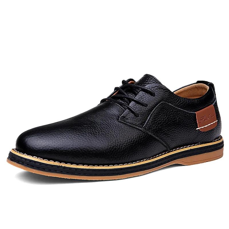 Fashion Men Oxfords Genuine Leather Dress Shoes 2025 Lace Up Italian Mens Casual Shoes Luxury Brand Moccasins Loafers Plus Size 38-48