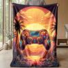 Game Controller Sunset Theme blanket Lightweight Warm Flannel Blanket Decorative Throw Blanket for Home Decoration