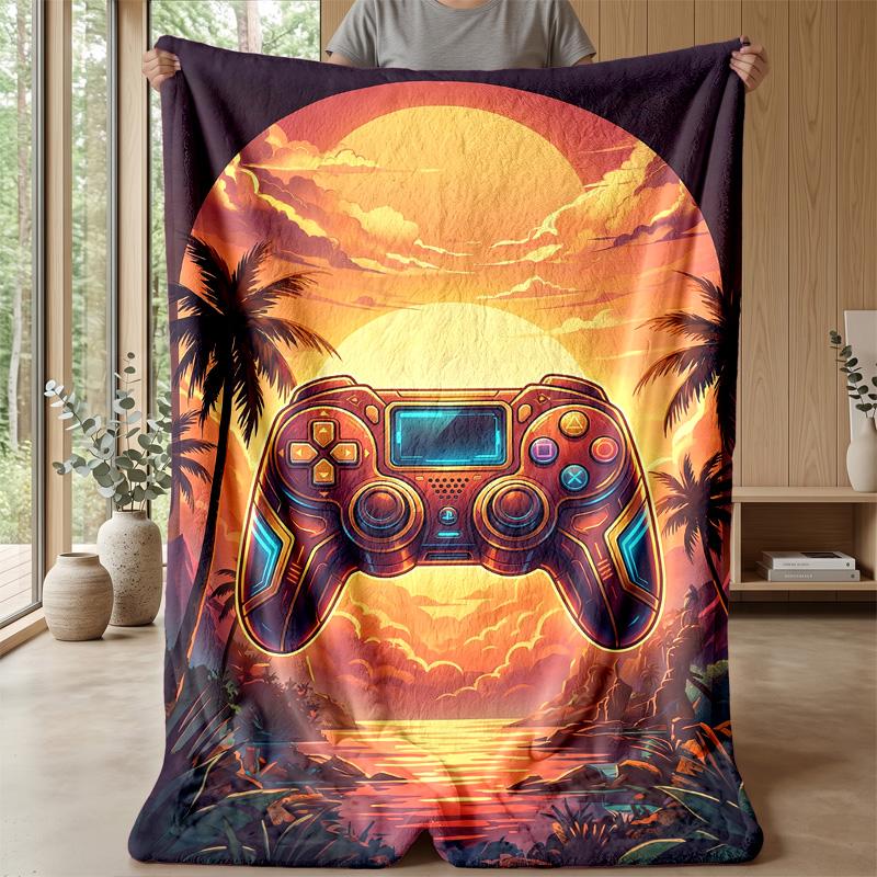 Game Controller Sunset Theme blanket Lightweight Warm Flannel Blanket Decorative Throw Blanket for Home Decoration