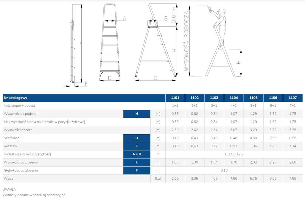 Free-Standing Aluminum Ladder 250 Cm 7 Steps + Platform - Dr1107