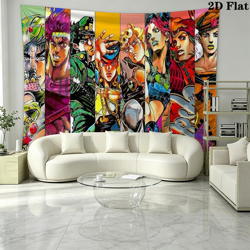 Anime JJBA Wall Tapestry Aesthetic Wall Hanging Printed Fabric Blanket Decorative Tapestries for Bedroom Living Room Home Decor