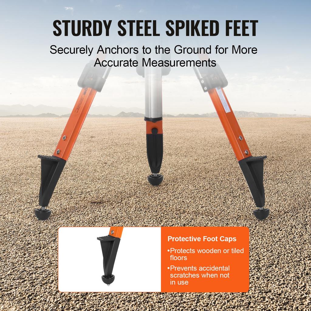 VEVOR Laser Level Tripod Stand, 5/8"-11 Thread Mount, 27.16-67.71 inch Height Adjustment Heavy Duty Survey Tripod