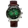 Часы Salvatore Mara с граненым стеклом, хронограф, деловые, мужские, зеленые, коричневые, SM19104-SSGRGDBR