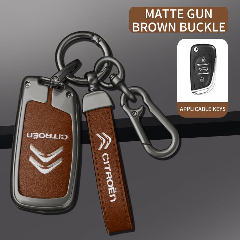 Car Flip Remote Key Case For Citroen C1 C2 C3 C4 C5 XSARA PICA Auto Accessories Zinc Alloy Leather Key Cover Protector Shell 