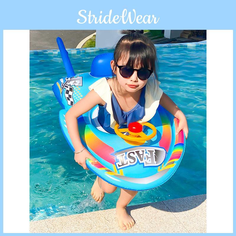 Eco-friendly Pvc Thick 21 Silk Children Inflatable Swim Ring With Sponge Bottom Motorboat Steering Wheel For 1-5 Year Olds