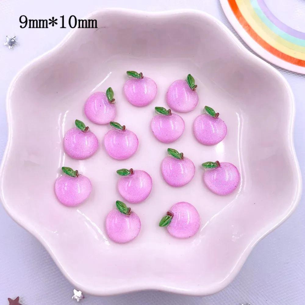 Смола, смешанные красочные блестящие мини-персики, груши, виноград, яблоко, вишня, лимон, хурма, редис, фрукты, еда, дизайн ногтей, стразы с плоской задней частью
