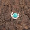 Round Blue Turquoise Gemstone 925 Silver Stackable Mother Gift Handcrafted Ring RR-48-43