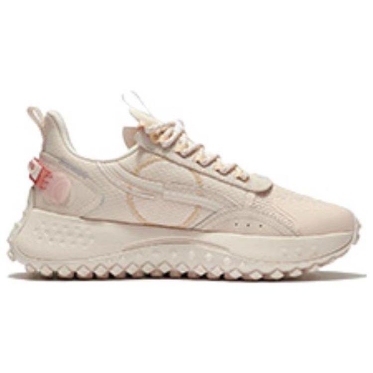 Li Ning CF Moon Shadow Fabric Leather Sports Shock Absorbing Non-Slip Wear-Stick Low-Top Casual Shoes Women sneakers Matte-White AGLR158-4