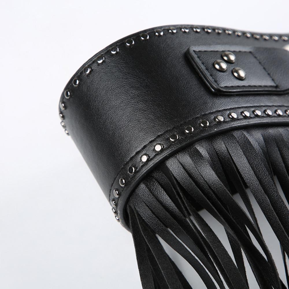 Jeans Decor Rivets Belt Zinc Zinc Alloy Punk Belt Exaggerated Tassels Waistband  Jazz Dance Accessory