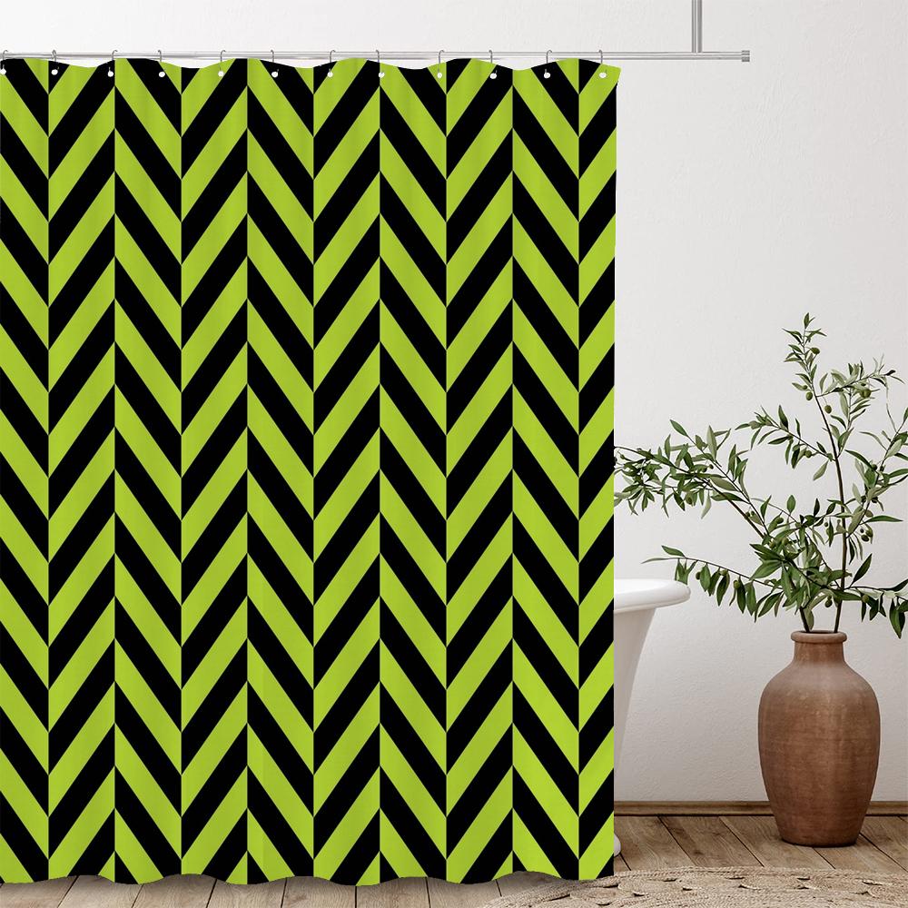 Modern Stripe Geometric Shower Curtains Waterproof Fabric Bath Curtains For Bathroom Bathtub Large Wide Bathing Cover With Hooks