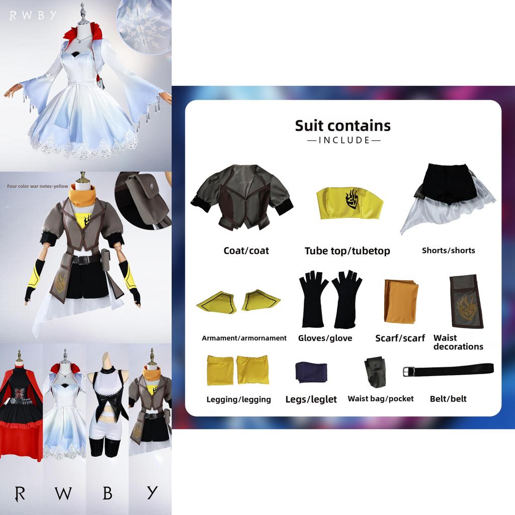 Косплей платье Руби Роуз и Вайс Шнее из RWBY из полиэстера для косплей-вечеринок и мероприятий
