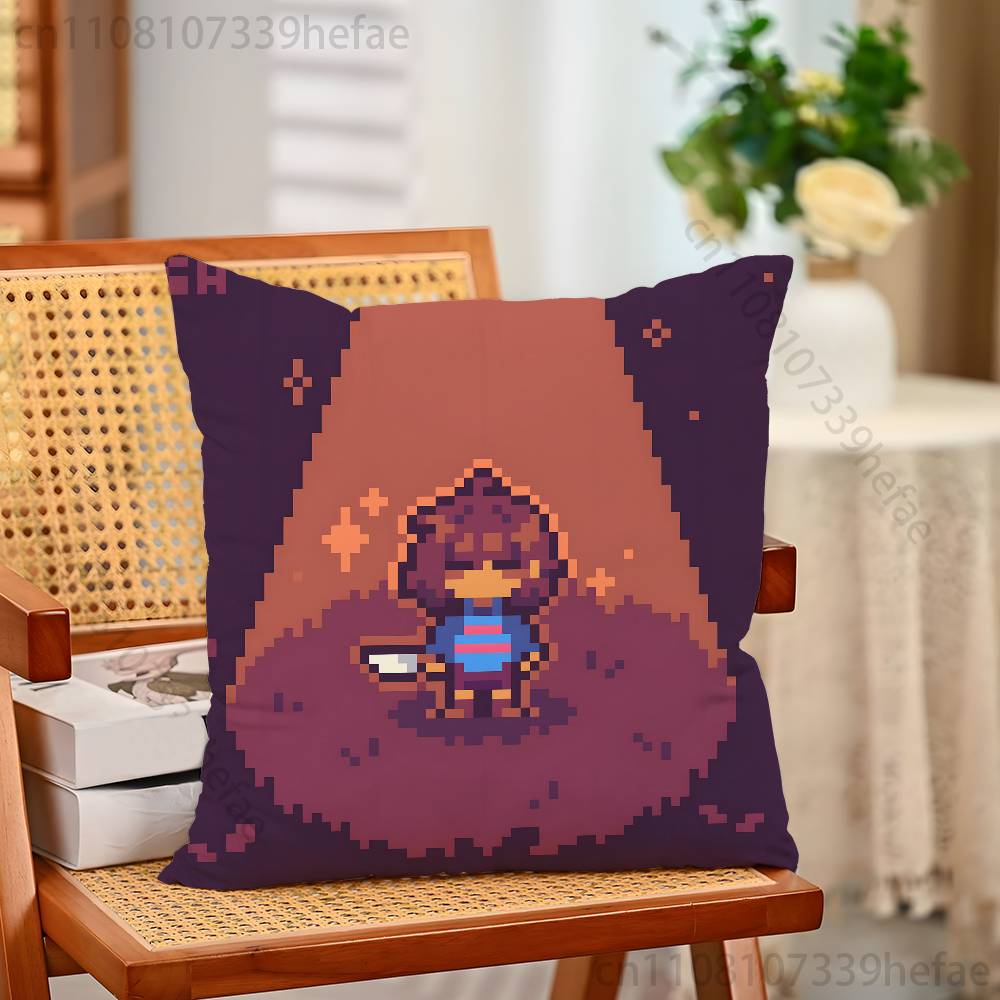 Game Frisk UUndertale Funny Pillow Case Antidustmite Pillowcase Invisible Zipper Silky Short Plush Sofa Cushion Cover