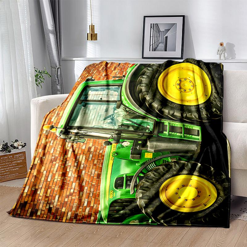 Tractor Flannel Blanket Soft Warm All-Season Throw, Design for Camping, Car Travel, Hiking Sofa, Bed, Office Perfect Gift for Parties