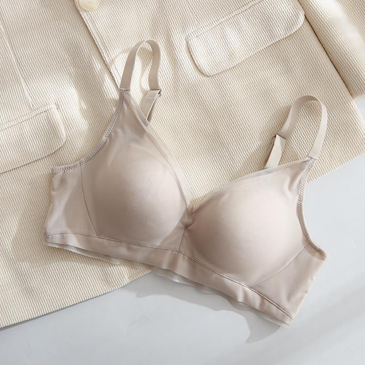 «Японский бесшовный бюстгальтер из 100% тутового шелкопряда для маленькой груди — без стального кольца, антипровисающий дизайн»