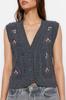Women's Elegance Style Sweater Stone Flower Embroidery Detailed Knitwear Vest