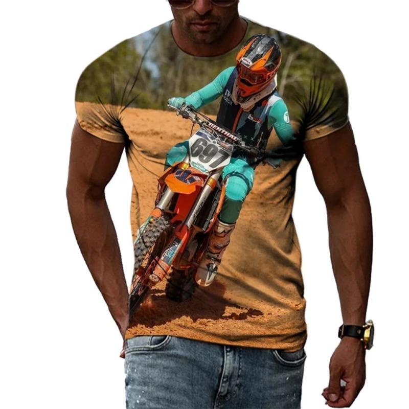 Новая модная крутая 3D футболка с рисунком мотокросса для мужчин, летняя трендовая хип-хоп футболка в стиле Харадзюку с принтом, рисунок мотоцикла O Colla