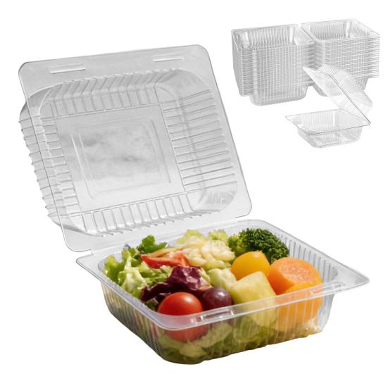 100 шт. Коробки для упаковки тортов 5,3 дюйма, прозрачный пищевой контейнер с крышками, утолщенные одноразовые коробки-ракушки для сэндвичей, десертов, гамбургеров, салатов