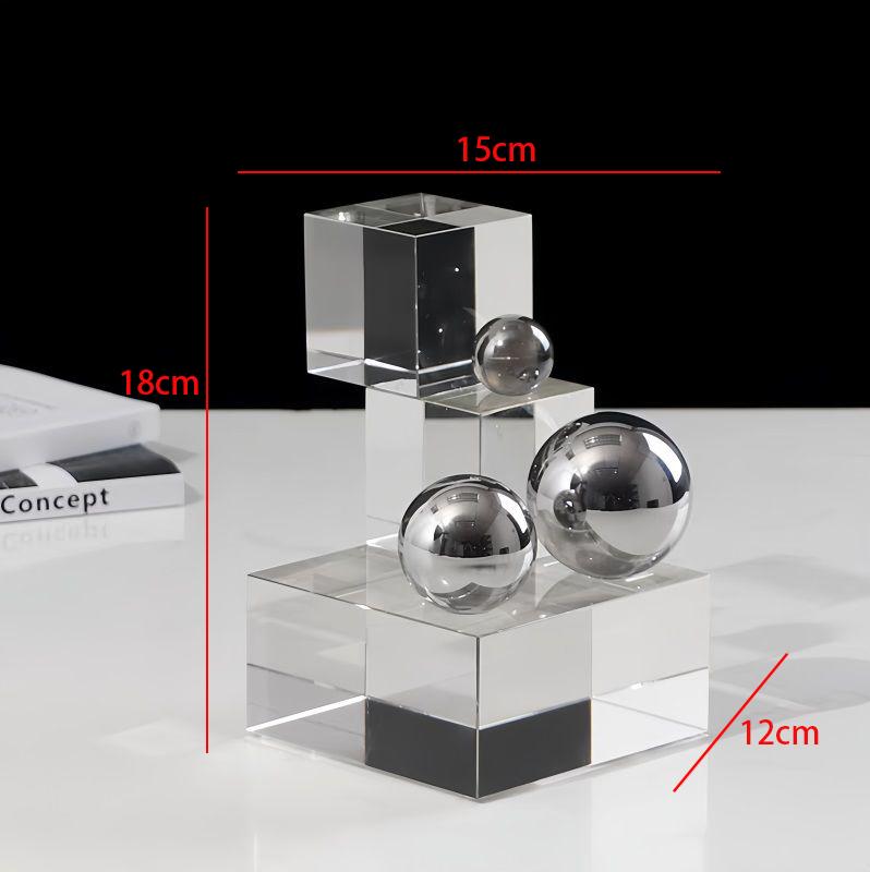Modern Geometric Transparent Crystal Sculpture Accessories Office Desk Furnishing Decoration Home Room Table Figurines Ornaments