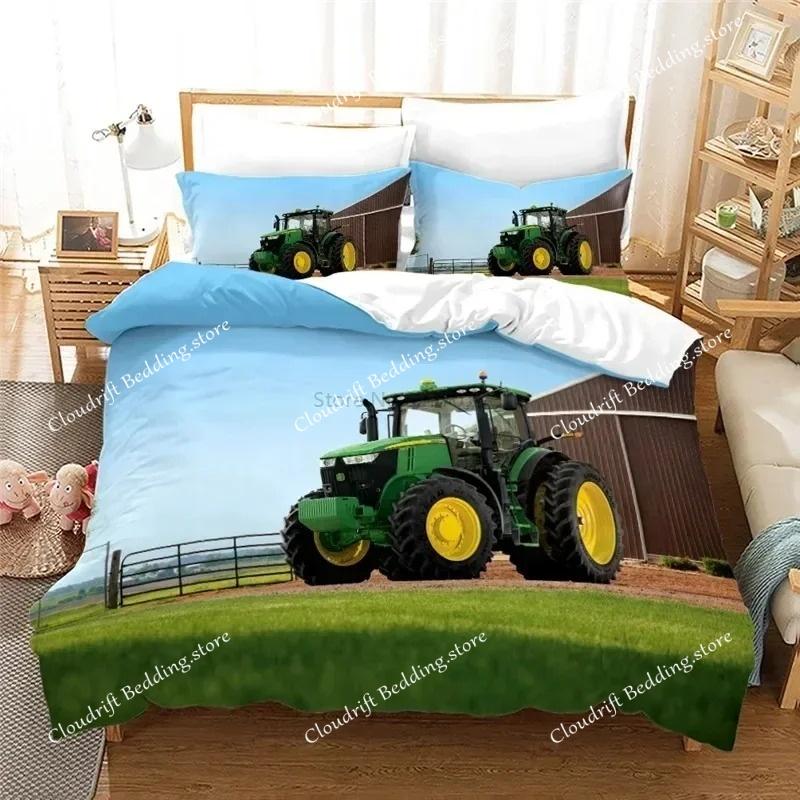 Farm Tractor Bedding Set Duvet Cover Set with Pillowcase Home Textile Twin Full Queen King Bedclothes for Family Home Decor