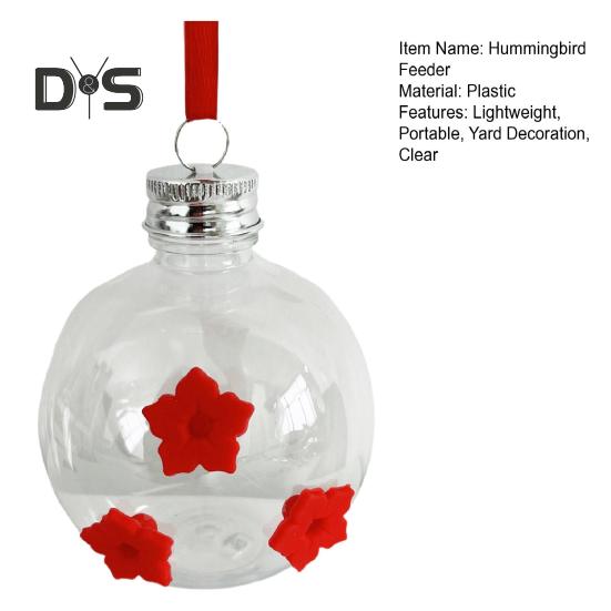 Hanging Hummingbird Feeder Round Clear Outdoor Hummingbird Water Dispenser with 3 Flower Ports for Yard Decoration
