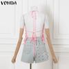 VONDA Женские топы-майки без рукавов с бретелями через шею, с оборками и открытой спиной