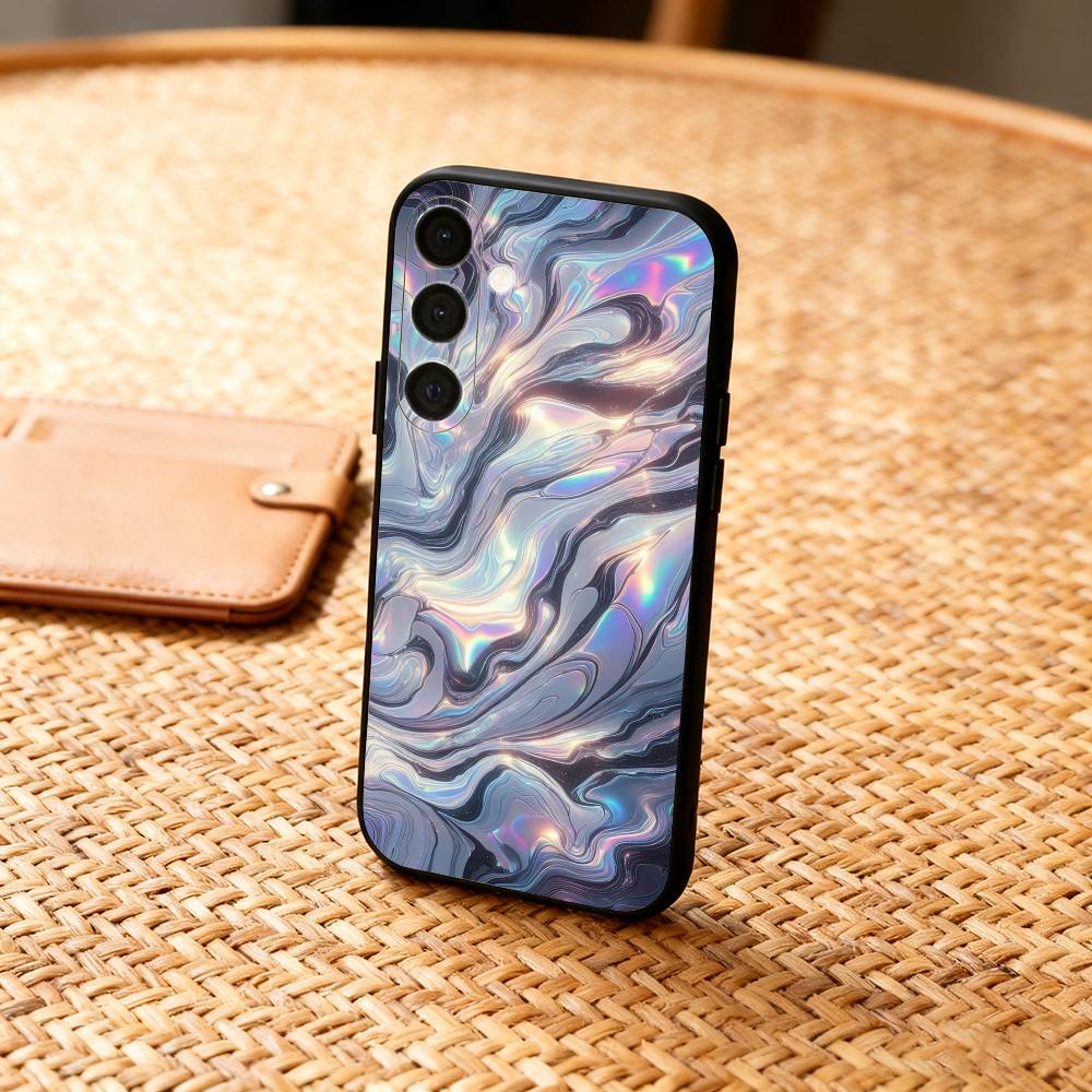 Чехол-накладка G-Glitter Art с мраморным узором для Samsung A73,72,71,A52,51,40,41,A22,A32,31,A13, Мягкий черный корпус