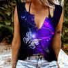 Женские майки, сексуальные летние топы без рукавов с v-образным вырезом, жилет с 3D белым принтом бабочки, крутые легкие топы