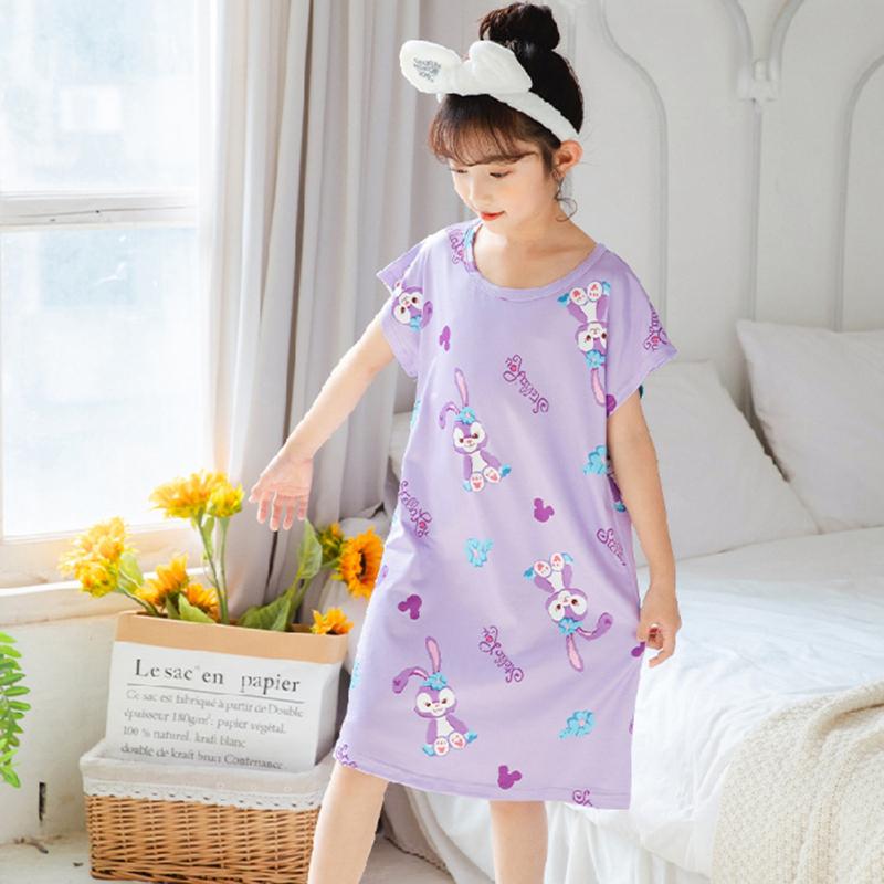 Ночная рубашка для девочек с мультяшным принтом и короткими рукавами, домашняя одежда, милая дышащая детская домашняя ночная рубашка