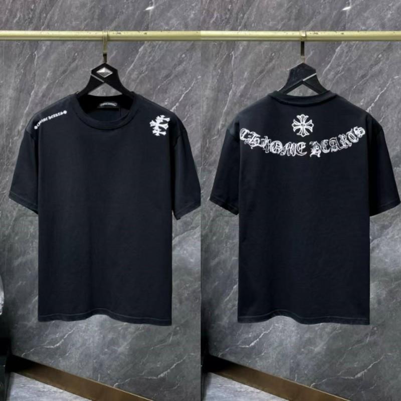 Mens Oversized Cotton T-Shirt With 3D Embroidered Cross Star Streetwear Short Sleeve Tee