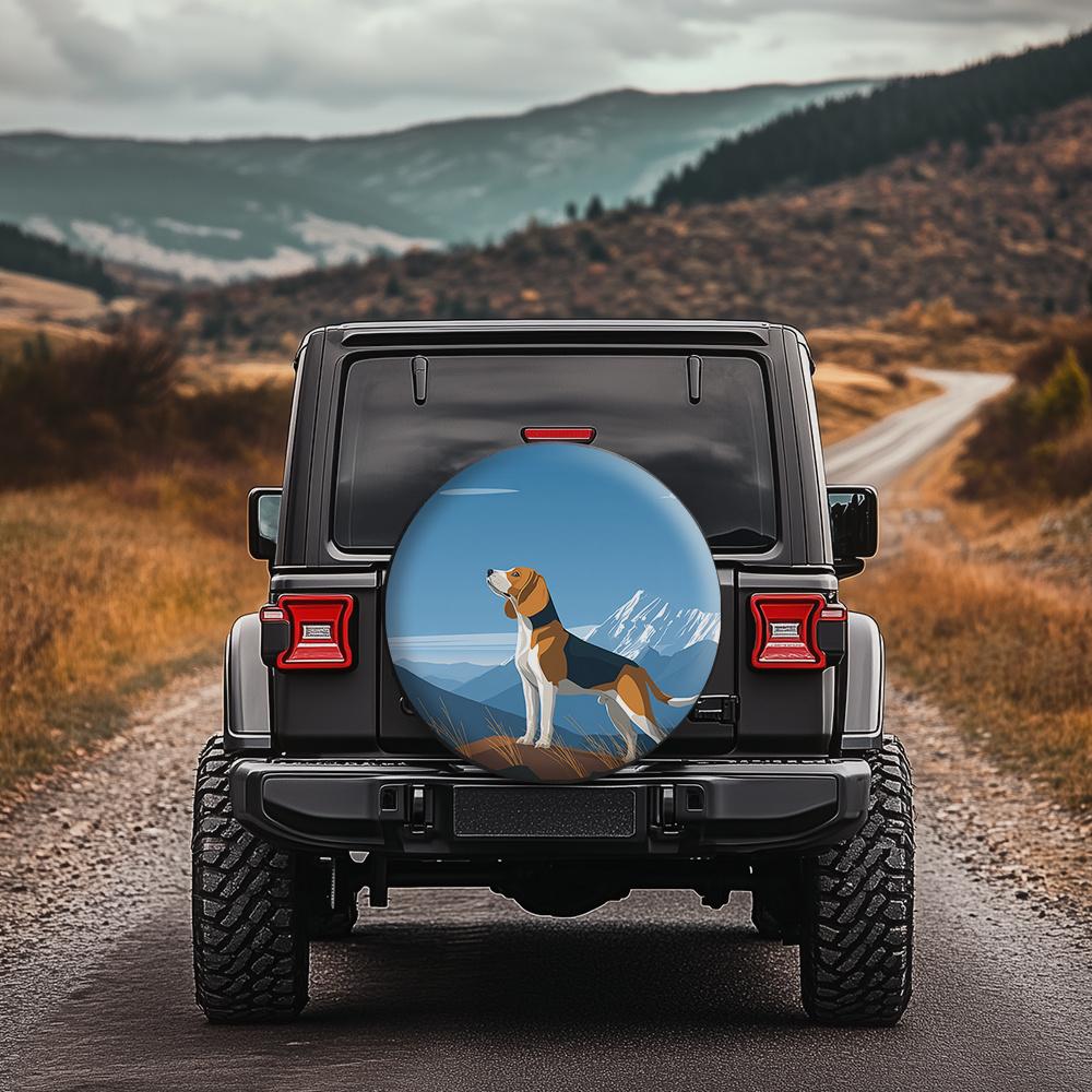 Beagle Dog Cute Tire Cover, Suitable for Family Cars, Small SUVs, RVs, and Vehicles, Featuring a Flat Illustration Style for a Charming Outdoor Mood