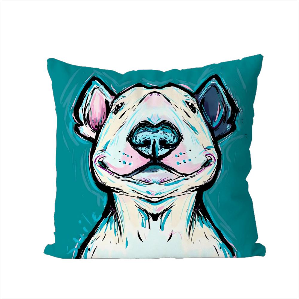 Bull Terrier Pillow Case For Car Sofa Decorative Home Doublesided Print Plush Square Throw Pillow Cushion Cover