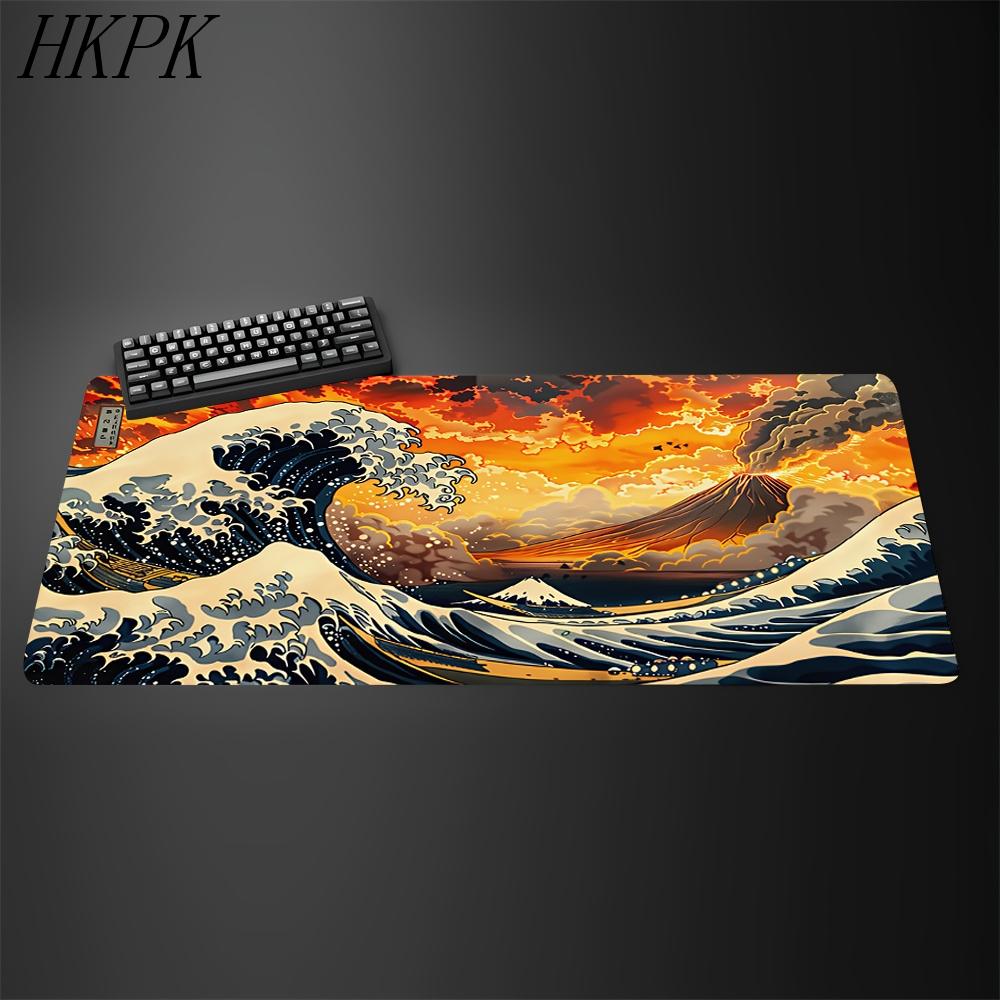 XXL xcm Black and White Giant Wave Keyboard Game Anime Mouse Pad Nonslip Rubber Art Computer Desk Mat Carpet With lockedge