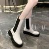Белые женские ботинки челси - На толстой подошве, увеличивающие рост, повседневная обувь в британском стиле (Коллекция Осень/Зима 2025)